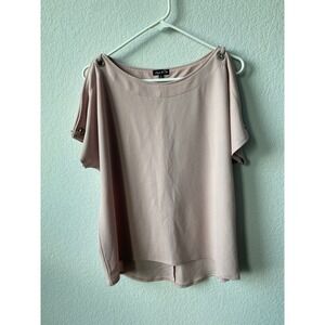 Fig & Blu Women Cold Shoulder Grommet Detail Pastel Blouse Size L Pink Pink